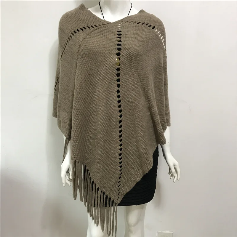 

2022 Spring Autumn New Women Loose Irregular Cloak Sweater Pullover Versatile coat Sunscreen Knitting Poncho Cape Shawl Khaki