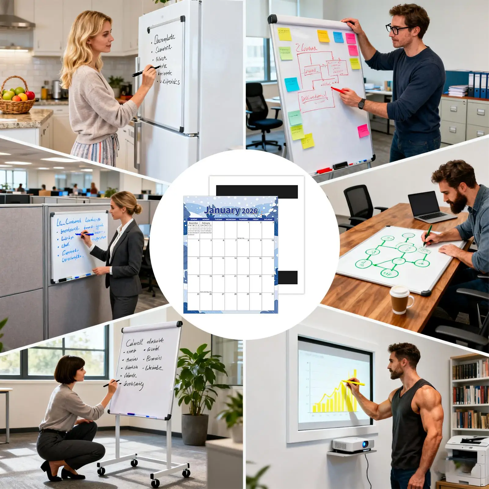 

Магнитный календарь на 2026 Перфорационный календарь на 12 месяцев, устойчивый к размазыванию магнитный график с обратным отсчетом, перфоратор для школьной кухни