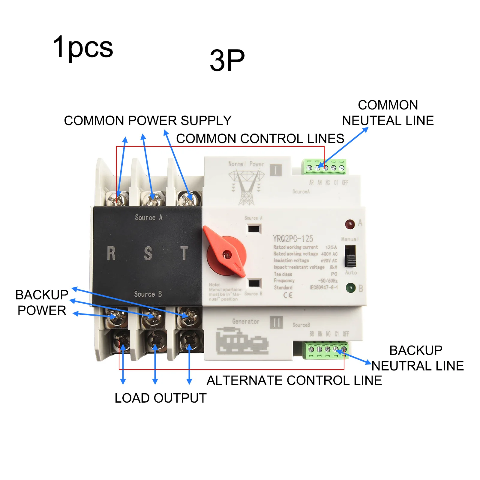 2022 مفتاح نقل داخلي وخارجي مفتاح تحويل أوتوماتيكي مزدوج نقل الطاقة 2P 50/60 هرتز مناسب للمولد #4