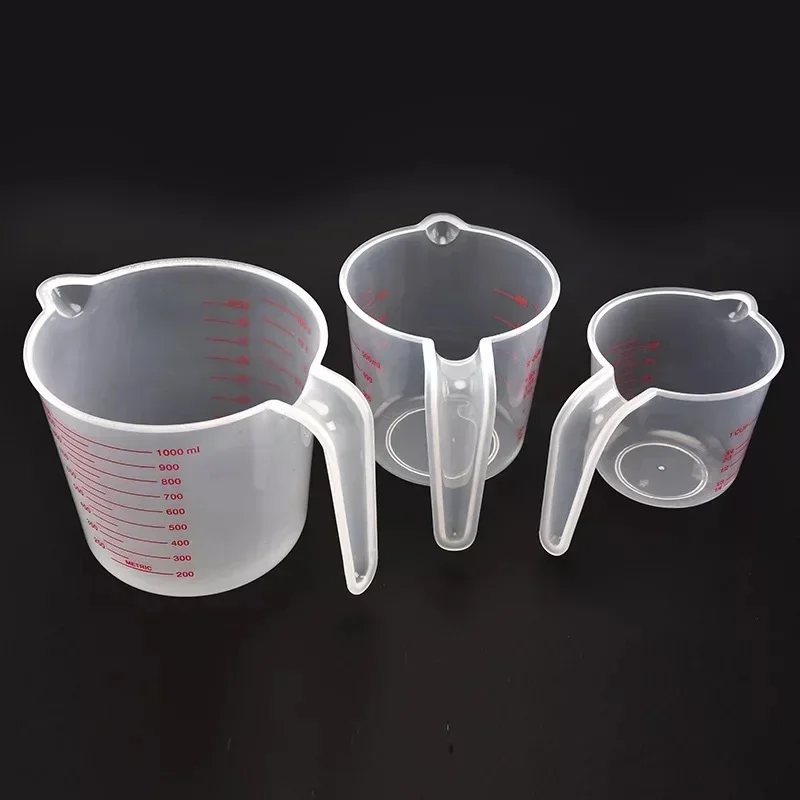 3pcs 베이킹 액체 측정 컵 PVC 스케일 컵 플라스틱 측정 볼륨 비커 주방 베이킹 도구 250/500/1000ml