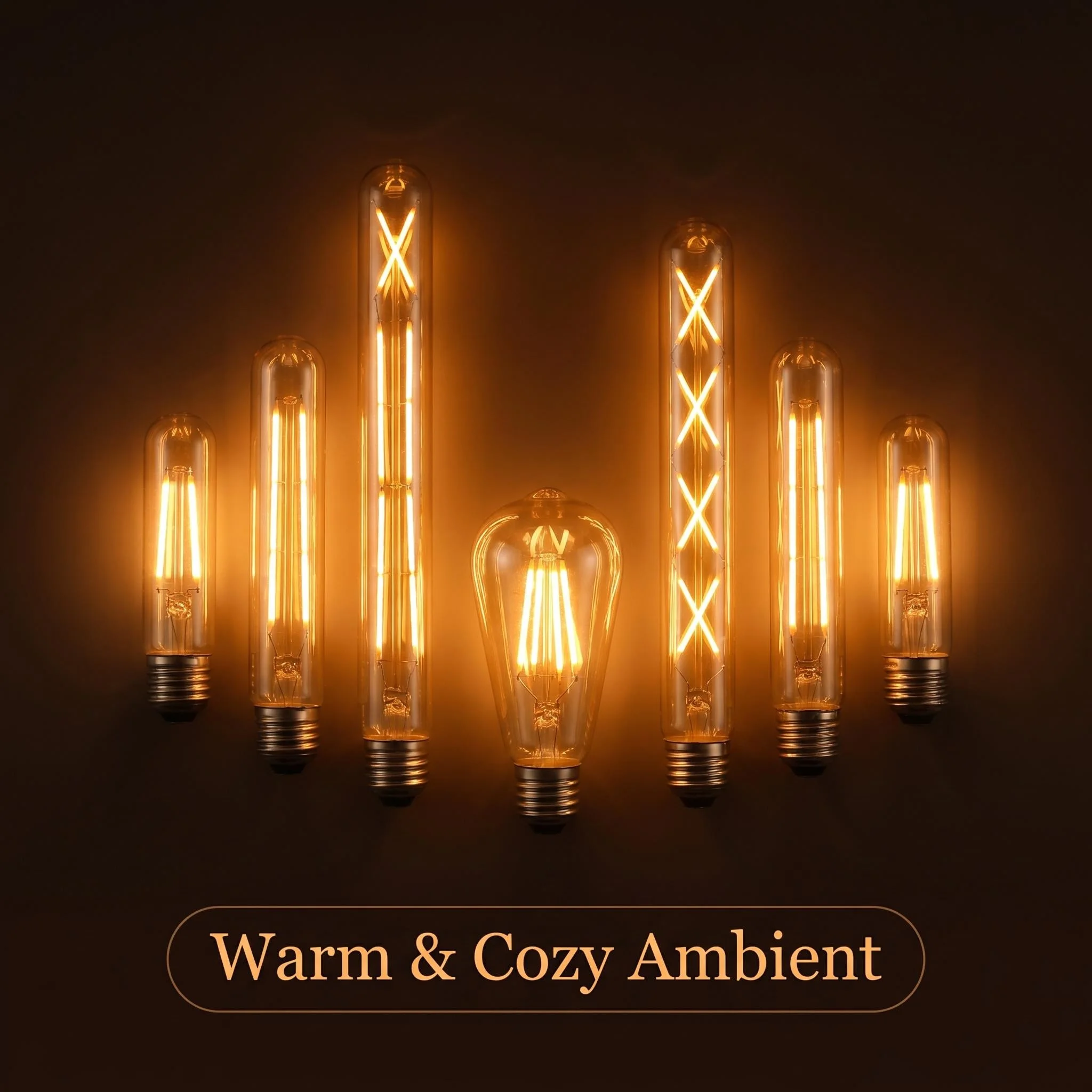 LED Bulb T45 T125 T185 T225 T300 4W 6W 8W 220V Filament  E27 Golden 2700K Strip Lamp Base Flame Shape Lamps For Chandelier Light