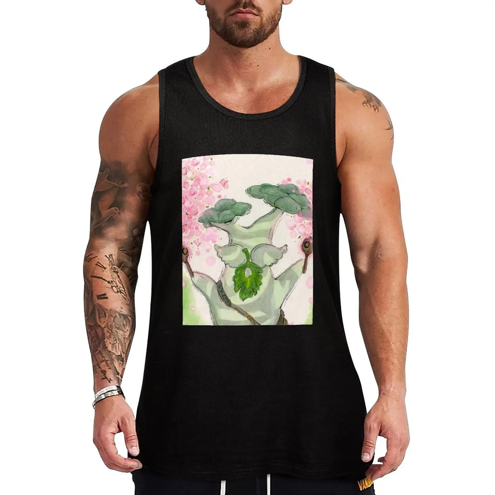 

Hestu Dance Watercolor Painting Tank Top Essential Sleeveless Shirt Solid Basic Tank Top