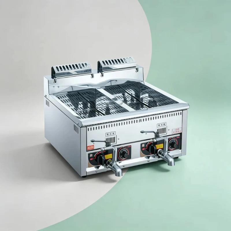 High quality stainless steel double slot commercial chicken frying machine desktop