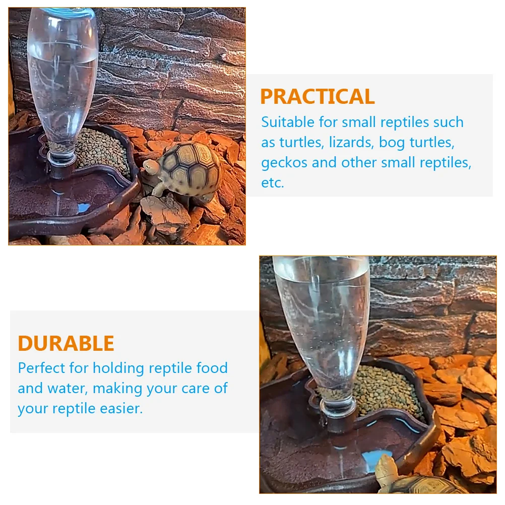 

1 Set Reptile Water Dish Automatic Feeder Durable Food Bowl For Turtles Lizards Tortoises Leopard Geckos Lightweight Feeding