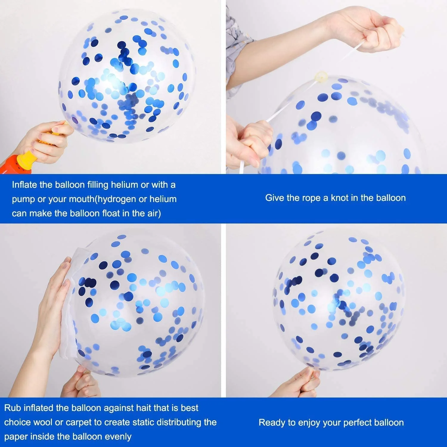 Blue Happy Birthday Balloon Banner White And Blue Confetti Balloons for Boy Birthday Party Decorations view 5