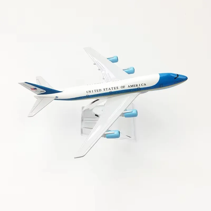 1/400 escala força aérea uma companhia aérea b747 avião de liga 16cm boeing 747 modelo de aeronave brinquedo decoração coleção das crianças presentes