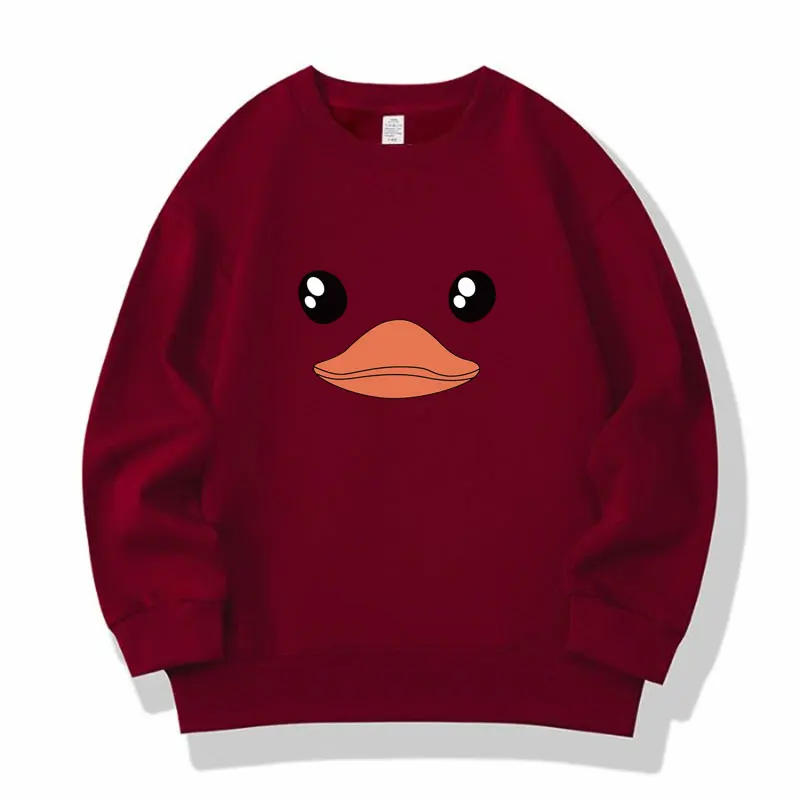 Duck Smiling Face Graphic Print Baby Girls Sweatshirt  Cotton Tops 2025 Autumn Fashion Kids Boys Sweatshirt Teen 6 8 10 12 Years