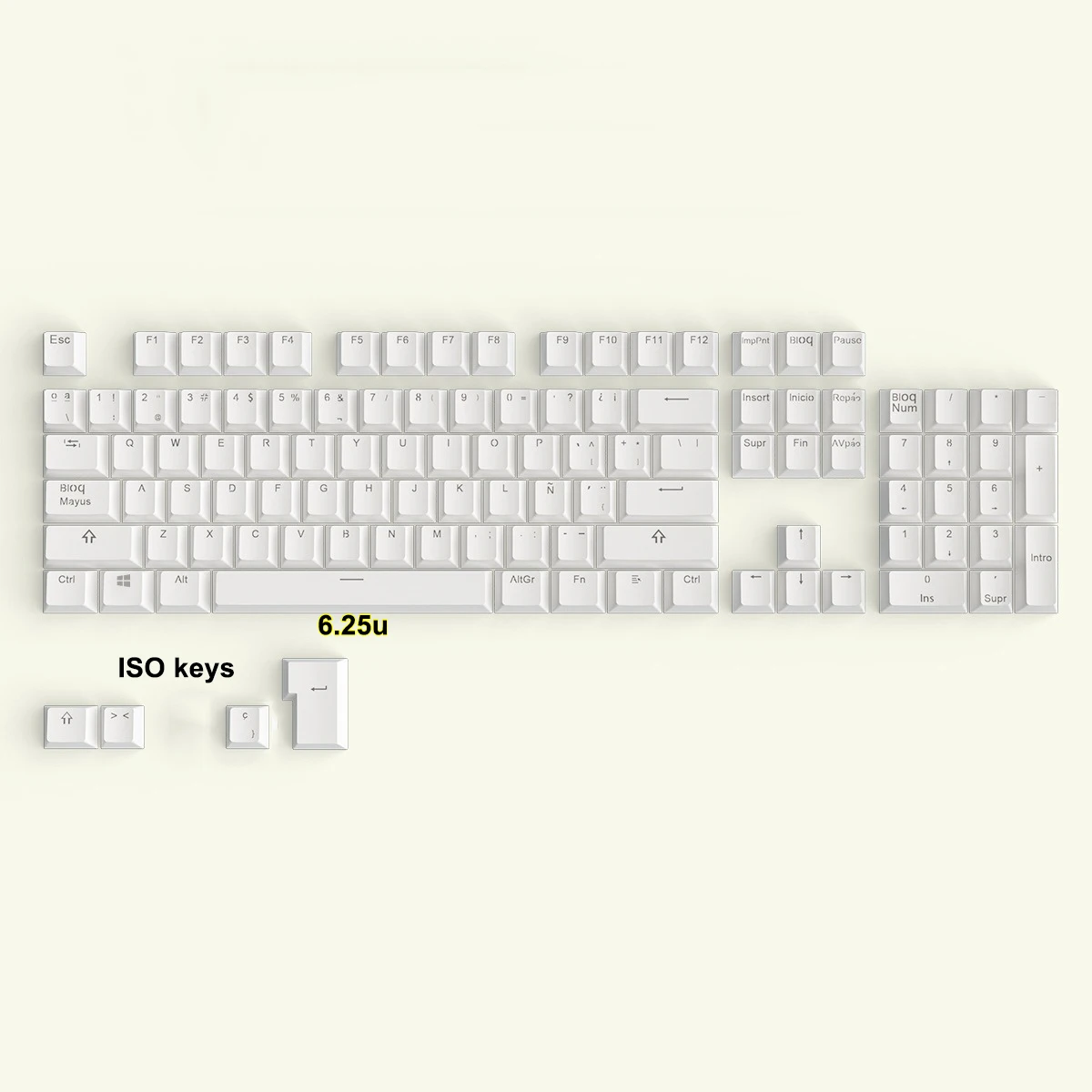 Spanish Keycaps For Mechanical Keyboard Compatible With MX Switches Double Shot Support Led Lighting Keycaps OEM Profile