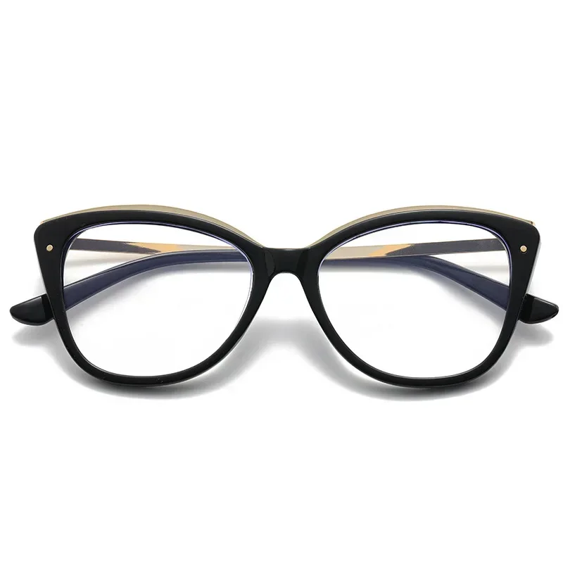 Lunettes anti-lumière bleue à grand cadre pour femmes, yeux de chat, impression de mode, solide, lunettes d'ordinateur, lunettes, nouveau, 2023