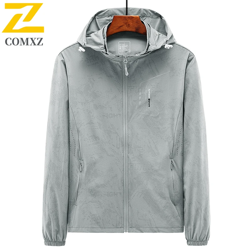 High-end Sunscreen Jacket Men's Summer Elastic Waterproof Breathable Ice Silk Windbreaker Men Casual Bicycle Fishing Hooded Coat