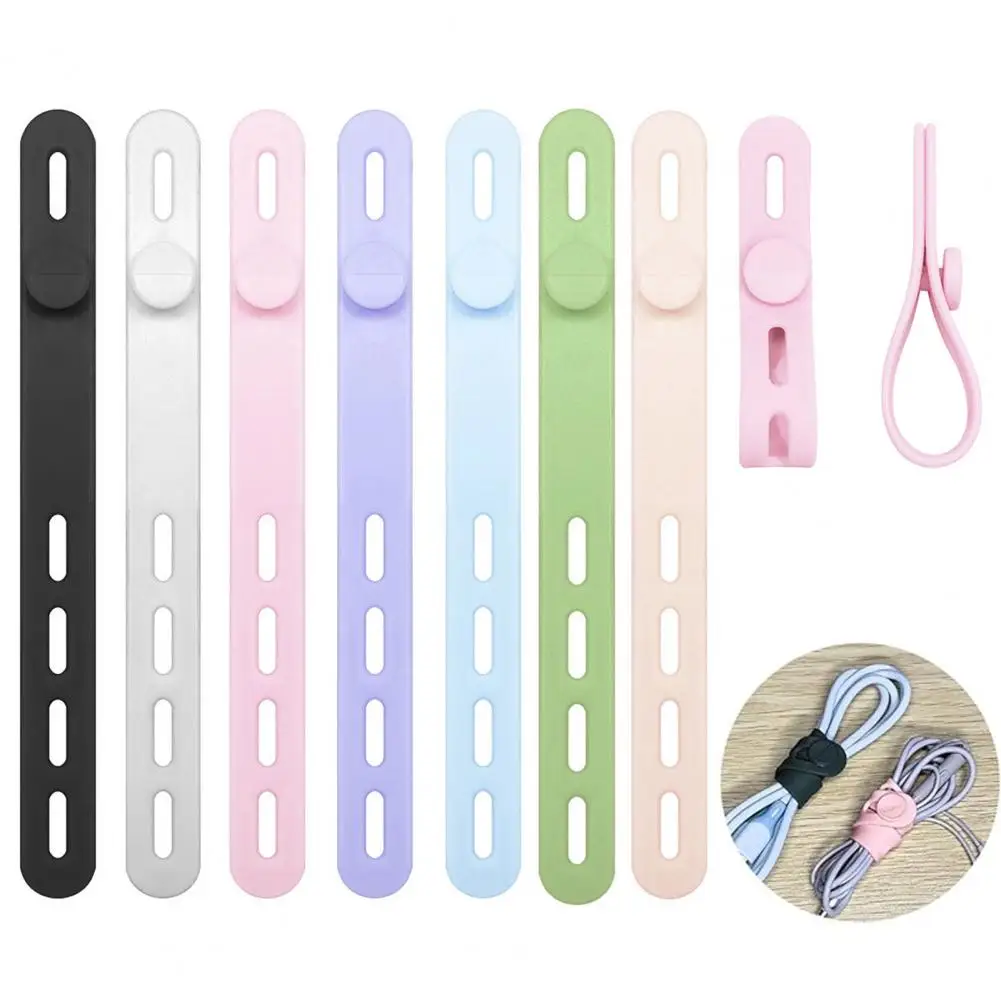 10Pcs Cable Organiser Reusable Silicone Cable Ties Desk Winder Wire Organizer Management Clips for Earphone USB Cable Mouse