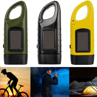 Mini Portable LED Flashlight Hand Crank Solar Powered Outdoor  Camping Emergency Rechargeable Survival Torch For Fishing Hiking