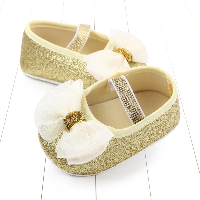 Lovely Baby Shoes Of Soft Bottom Toddler Shoes Bowknot Baby Flats Firstwalkers In The Spring And Autumn Sequins For Girls