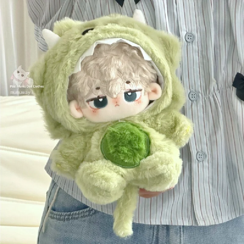 

Suitable for 20cm cotton doll plush one-piece pants with blurry animal hooded winter set cute dinosaur cat style plush doll war
