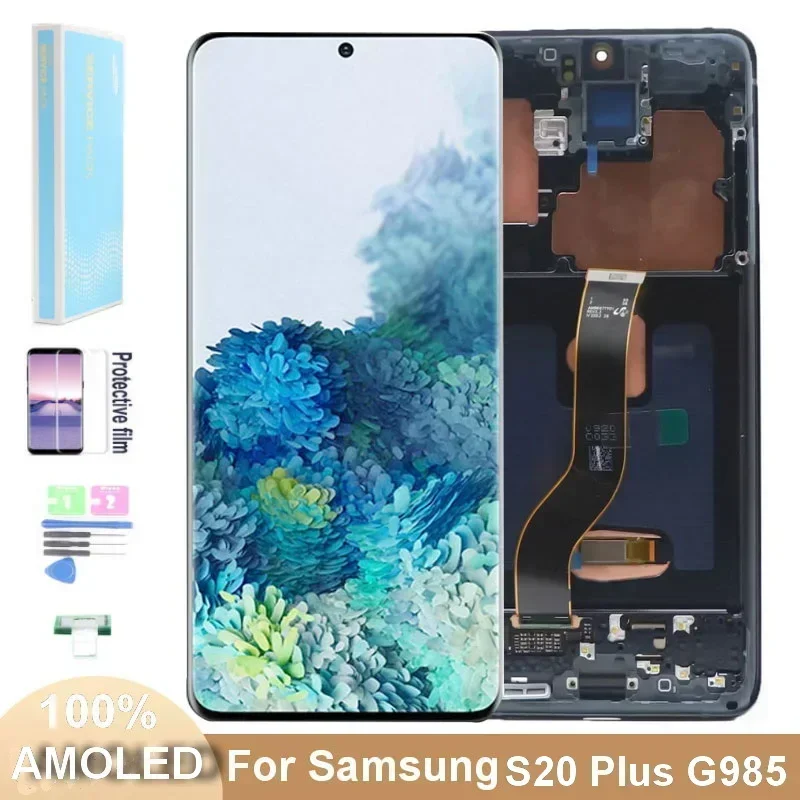 

AMOLED S20+ ЖК-экран для Samsung Galaxy S20 Plus G985 G985F G985B G995U SM-G985F/D ЖК-дисплей с цифровым преобразователем сенсорного экрана в сборе