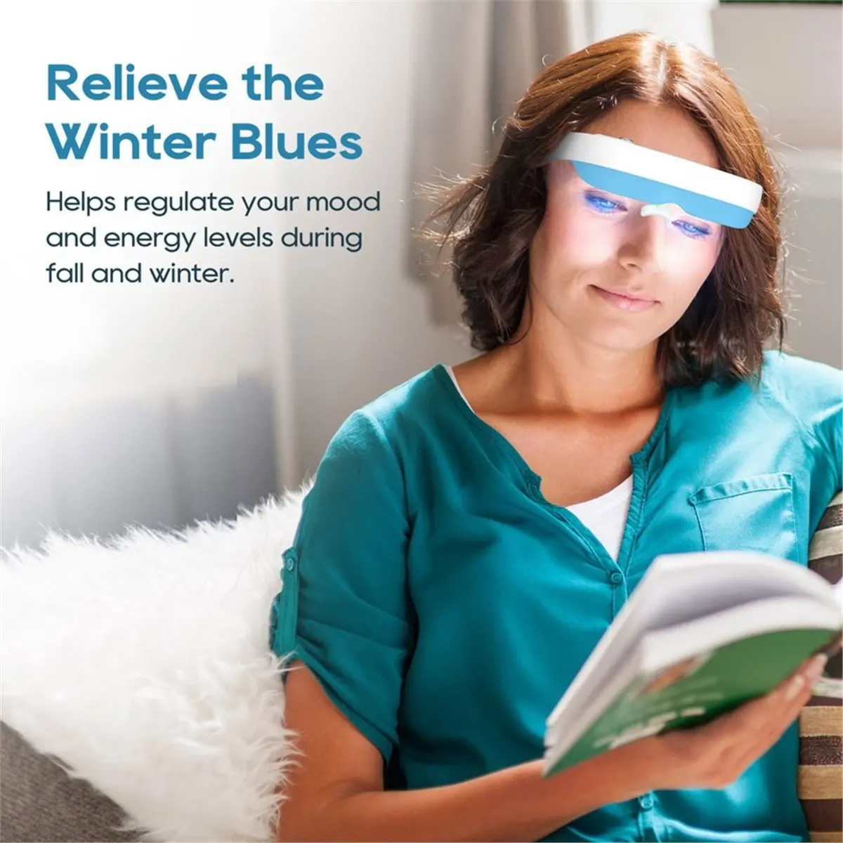 DT75BG Light Therapy Glasses Wearable Light Therapy Lamp White Light for Sleep Problems, Seasonal Mood Disorders & Jetlag