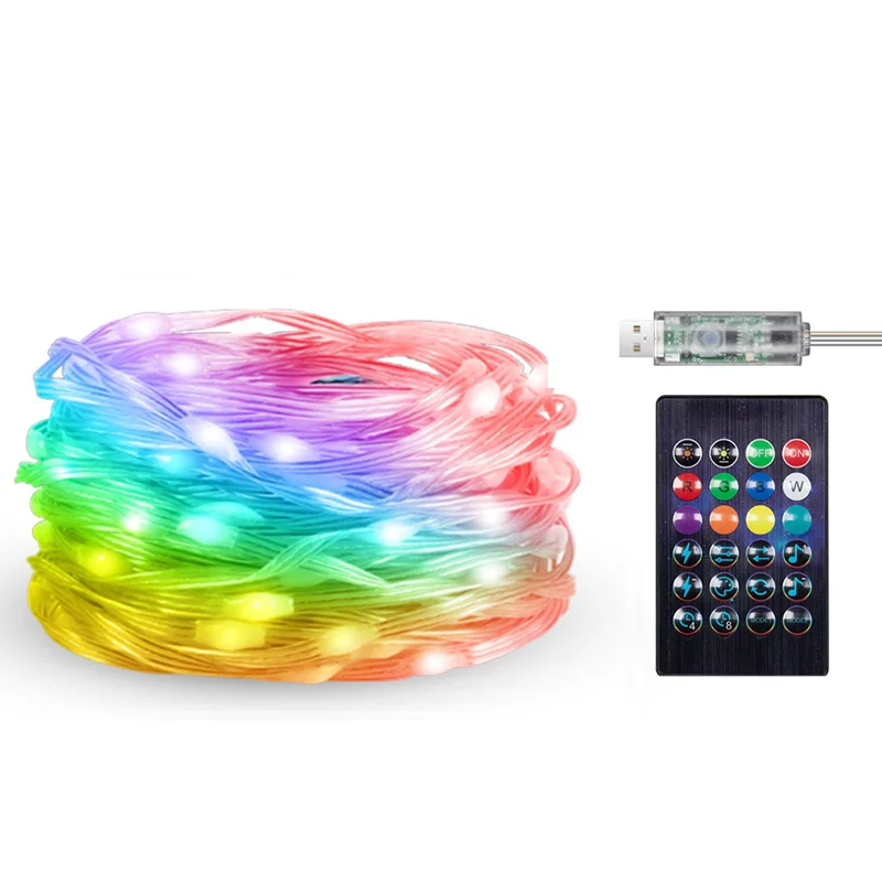 

LED USB5V Leather Cord Light String with Internal Control Colorful Running Water Bluetooth Music Melody USB Plug Set