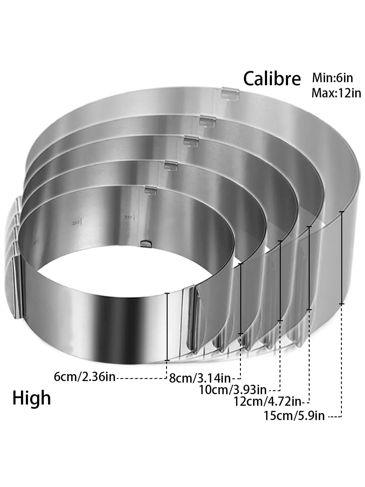 Leeseph Cake Mold Ring - Adjustable Round 6 to12 Inches Stainless Steel Baking Rings Cake Baking Supplies for Baking Pastry