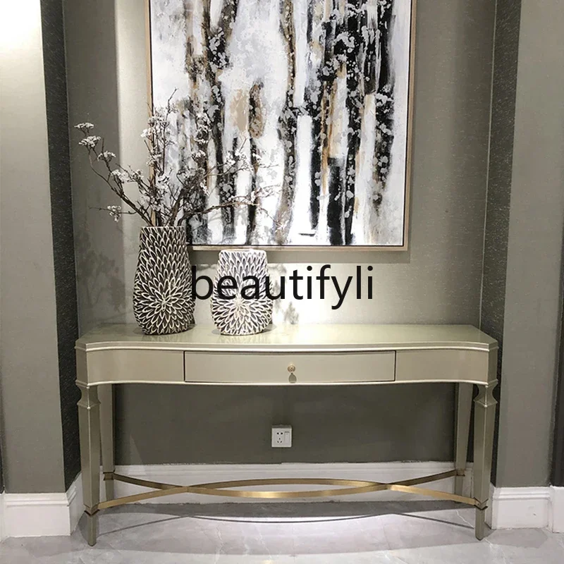 

American light luxury solid wood entrance cabinet Modern simple entrance entrance desk Storage decorative cabinet