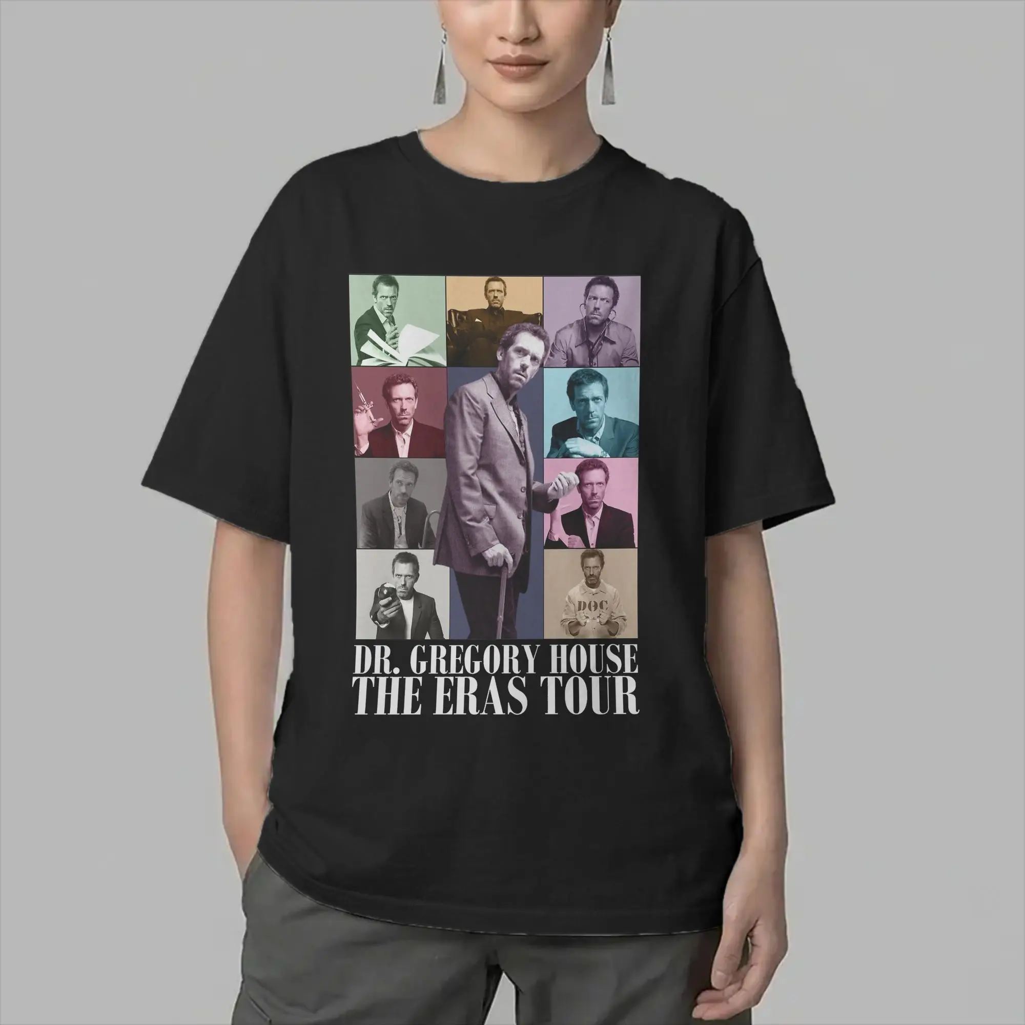 Dr Gregory House MD The Eras Tour Men T Shirt  Casual Tee Shirt Short Sleeve Round Neck T-Shirt Cotton Plus Size Clothes