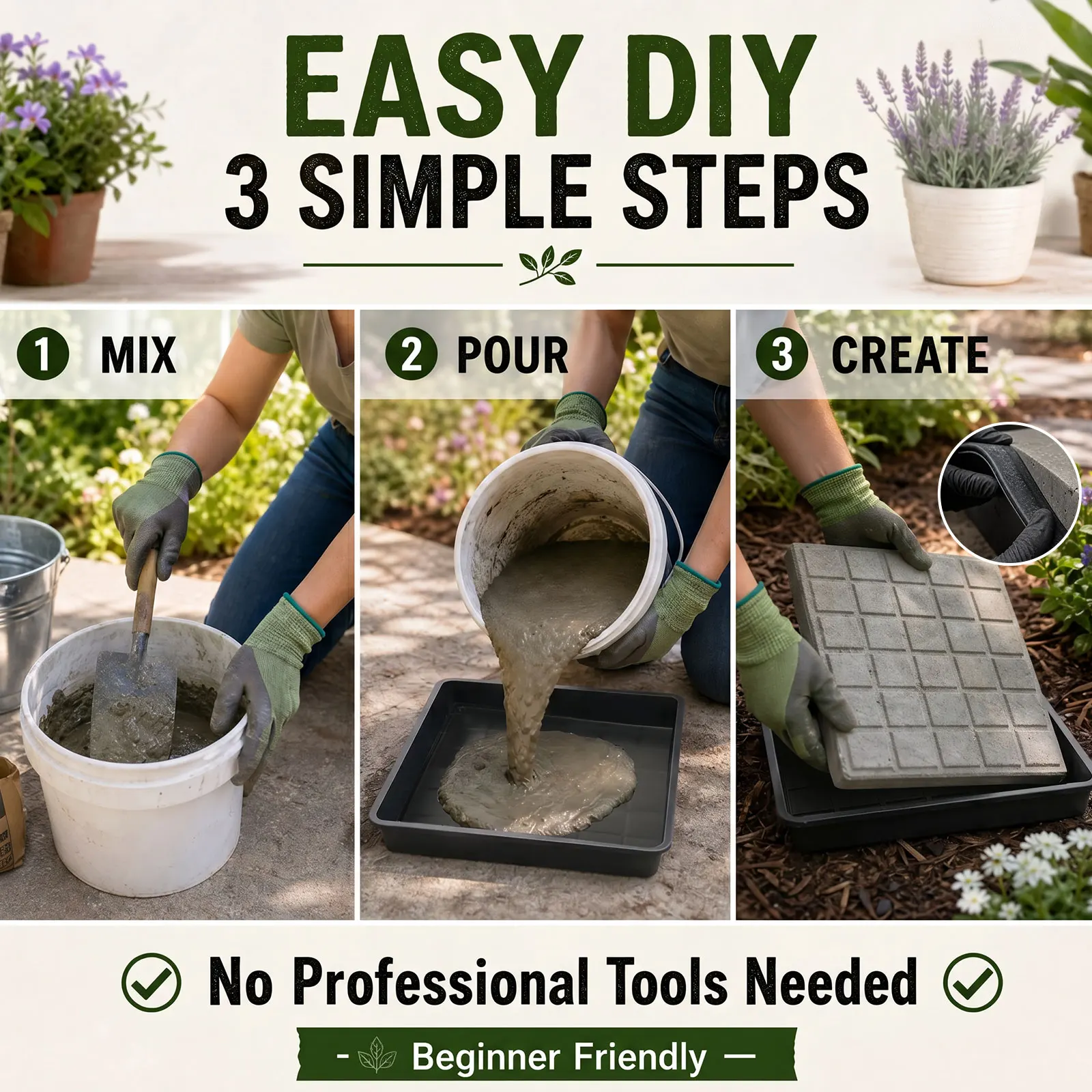 6 Pack 12 Inch Concrete Stepping Stone Molds Reusable Path Maker Plastic Paver Mold for DIY Garden Walkway Patio Yard Landscapin view 5