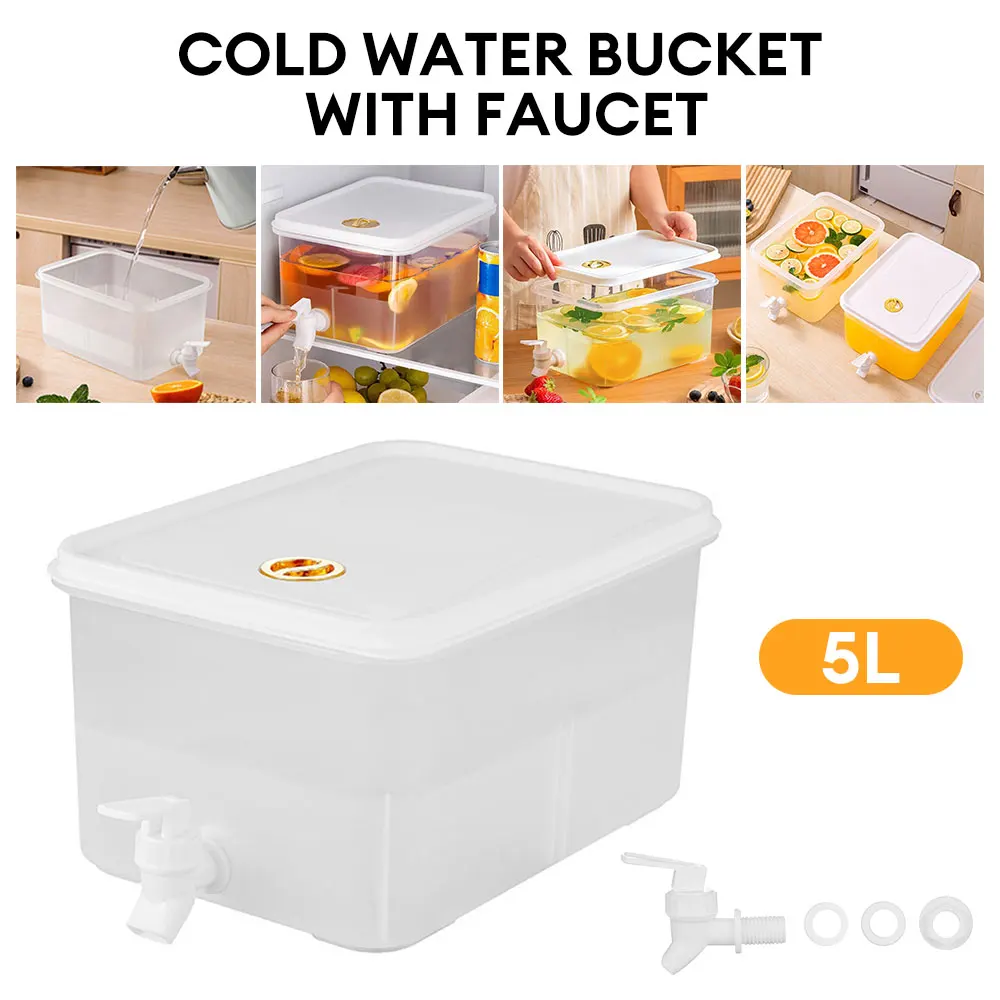 5L/3.5L Cold Water Kettle with Faucet In Refrigerator Water Dispenser Summer Fruit Juice Drink Container Fridge Cold Water Jug