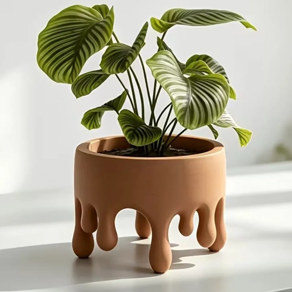 Creative 3D Printed Water Drop Flower Pot Modern Style Multi-Functional Succulent Planter Unique Plastic Candle Holder Office