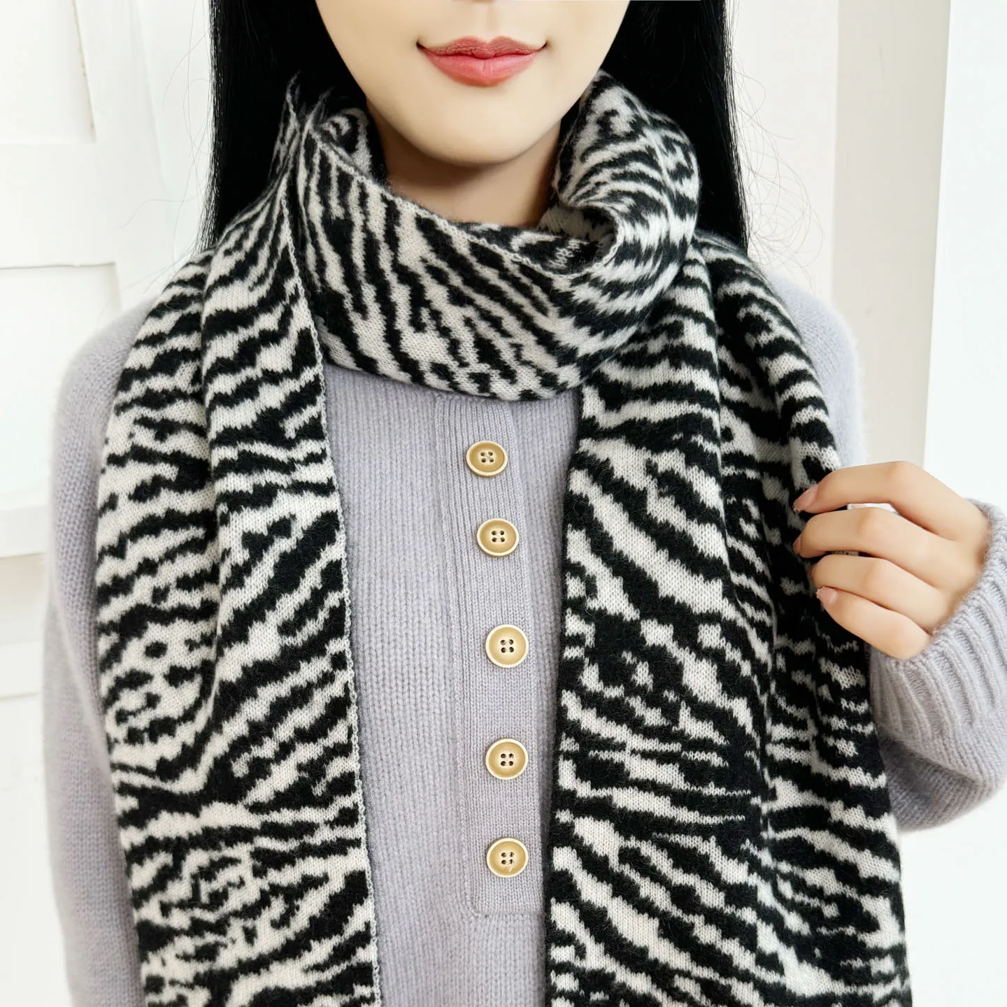 

MVLYFLRT женский вязаный шарф из 100% чистого кашемира, модный зимний теплый роскошный модный аксессуар с леопардовым принтом