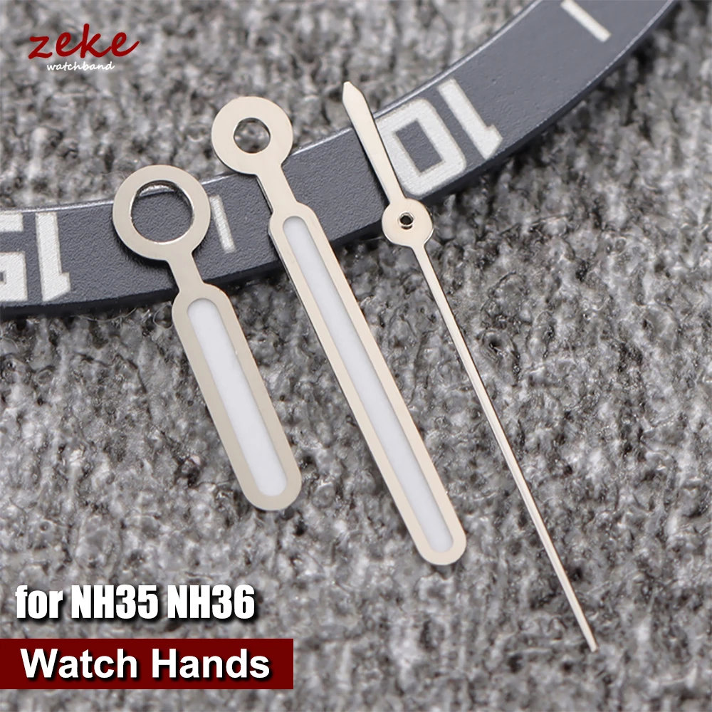 Aiguille NH35 Hands Set Silver Watch Hands Green Luminous for NH34 NH35 NH36 7S 4R for Nautilus Hands Repalcement Watch Pointer