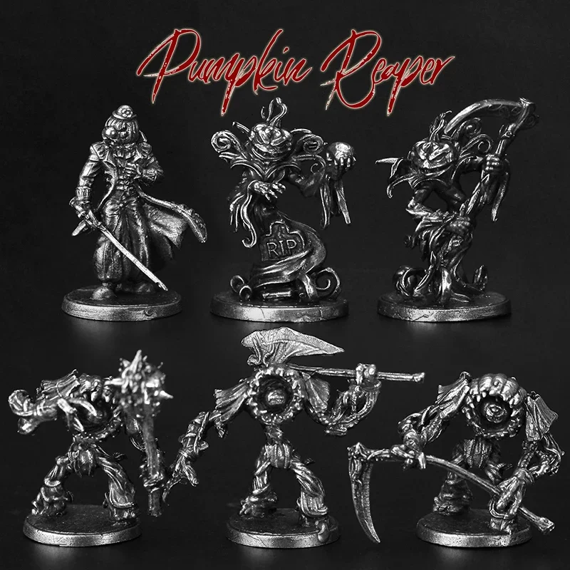 할로윈 호박 사신 군인 모델 액션 피규어 장난감 보드 게임 조각 미니어처 장식 액세서리 금속 입상