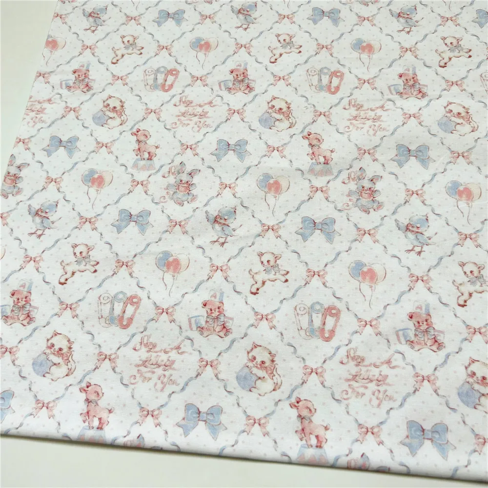 Retro Rhombic lattice Little lamb bow 100% cotton fabric Patchwork diy Sewing handmade decoration fabric material for clothes