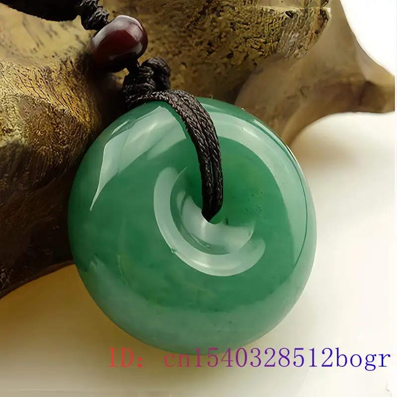 Pingente de jade natural para homens e mulheres Dongling de jade circular verde esculpido à mão joia de esmeralda, amuleto da sorte