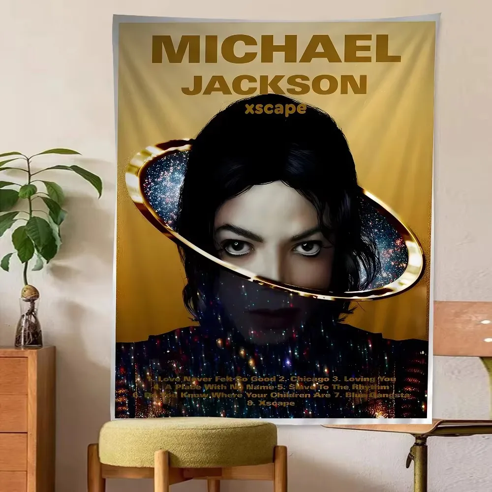 M-Michael J-Jackson King of Pop Tapestry, Retro Concert Poster Wall Hanging Polyester Fabric Decor for Bedroom Bar Living Room