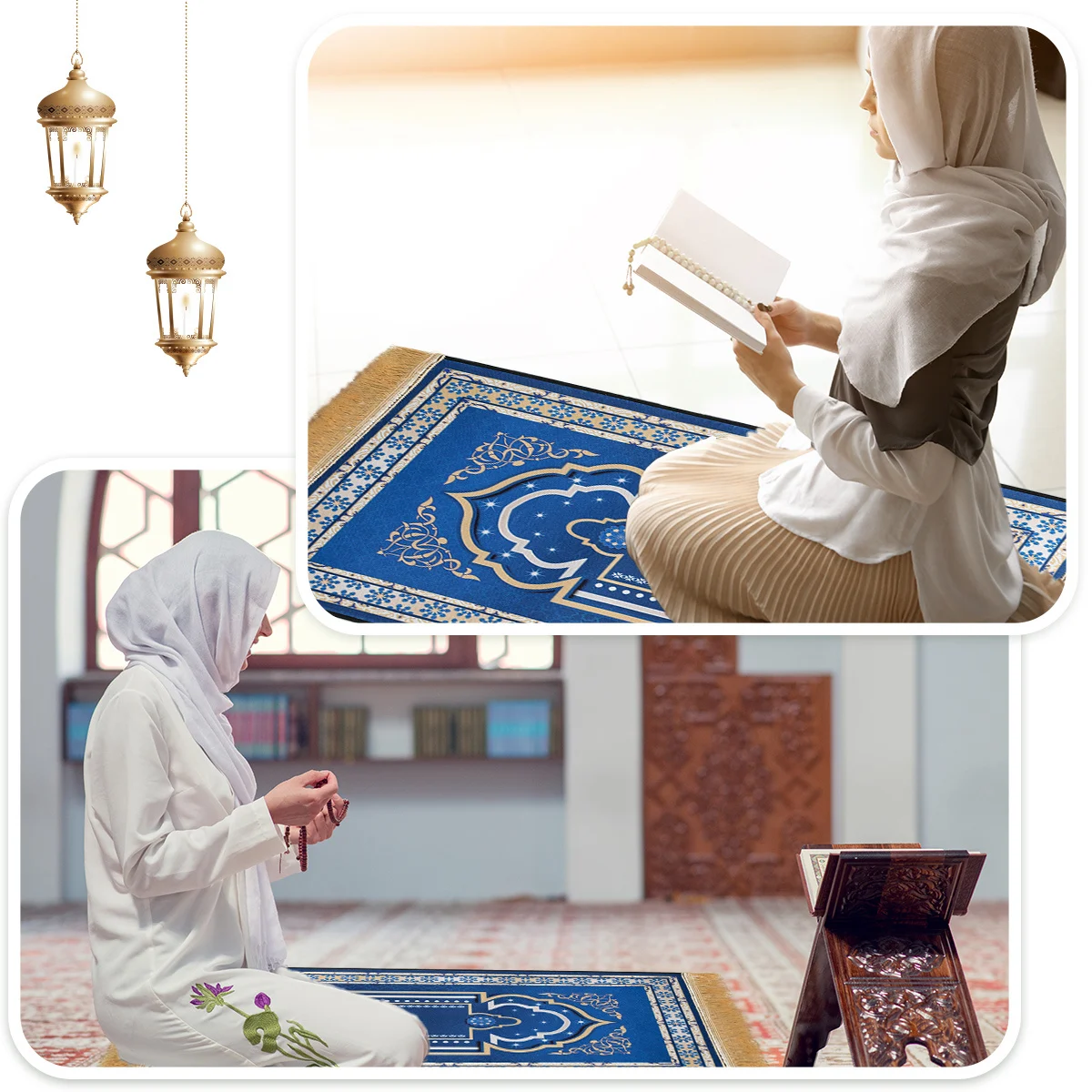 EID Mubarak Prayer Rug Ramadan Decoration 2024 Prayer Mat For Home Ramadan Kareem Islamic Muslim Party Eid Al-Fitr Gifts