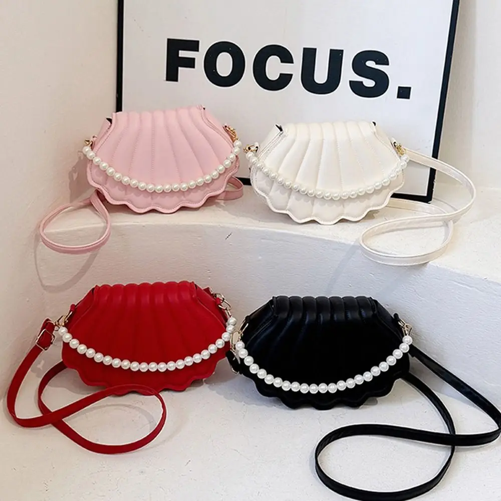 

Прочная милая сумка через плечо в виде ракушки, минималистичная сумка через плечо с жемчугом, сумка-кошелек из искусственной кожи для женщин и девочек