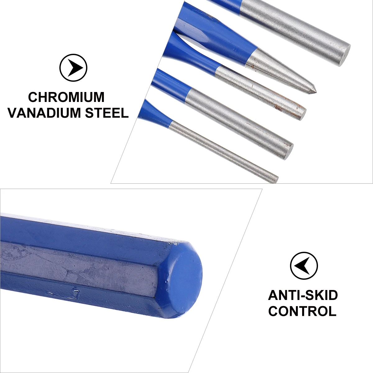 

5pcs Punch Cylindrical Center Punches Hardened Chromium Center Punch Vanadium Steel Drilling Woodworking Tools