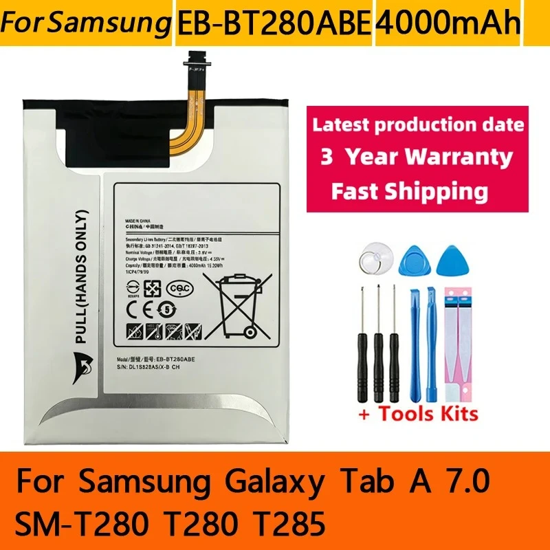 100% 4000mAh EB-BT280ABE Battery For Samsung Galaxy Tab A 7.0 SM-T280 T280 T285 Tablet Replacement Batteries+Tools Fast Shipping