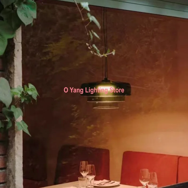 Designer Style Minimalist Multi-layer Combination Orange Glass Lampshade Lighting Creative Atmosphere Artistic Ceiling Light