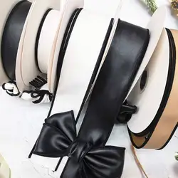 50Yards Luxury PU Leather Ribbon 38mm Synthetic AB-Faced Black Tape DIY Material Hair Bow Accessories Necklace Bag Jewelry Cloth