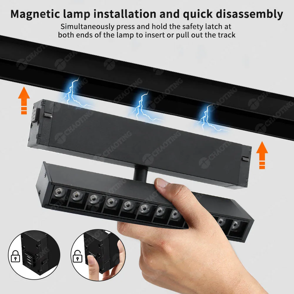 New Design Commercial Rotary Folding Focus Grille Spotlight Smart Dimmable Adjustable Led Magnetic Rail Grille Spot Track Lights