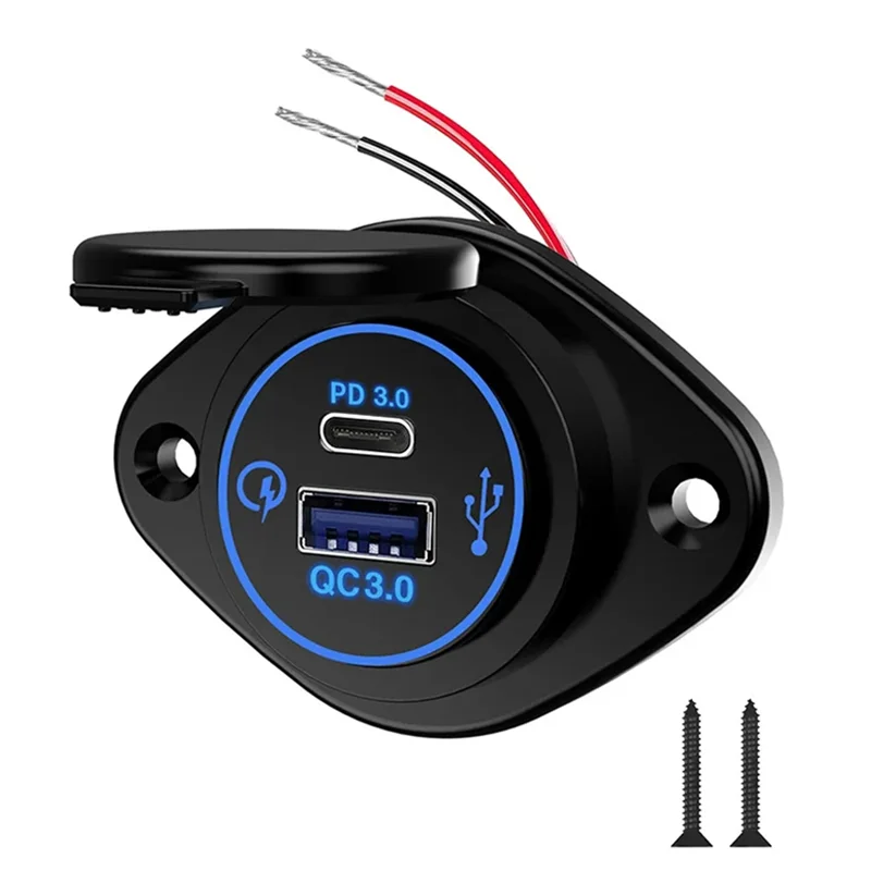 Multifunctional Modified Car Phone Charger Waterproof USB Dual QC3.0 Fast Charging For Car RV Yacht QC PD