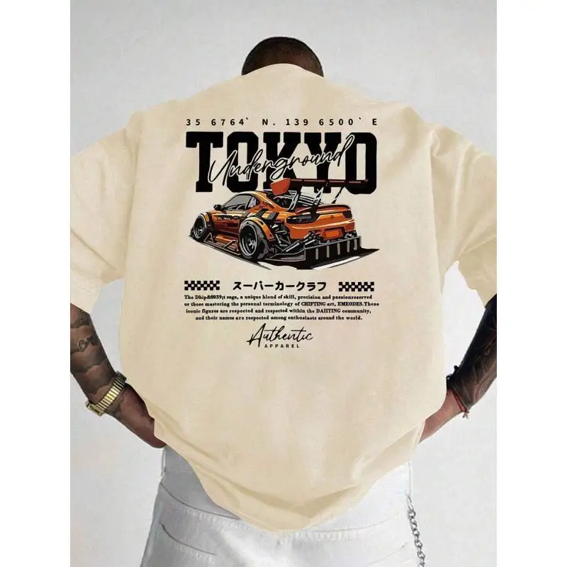 Men's Summer Printed SVE Shirt Easy Match Street Style Cotton T-Shirt Character Pattern round Neck Short Sleeve Basic Fit