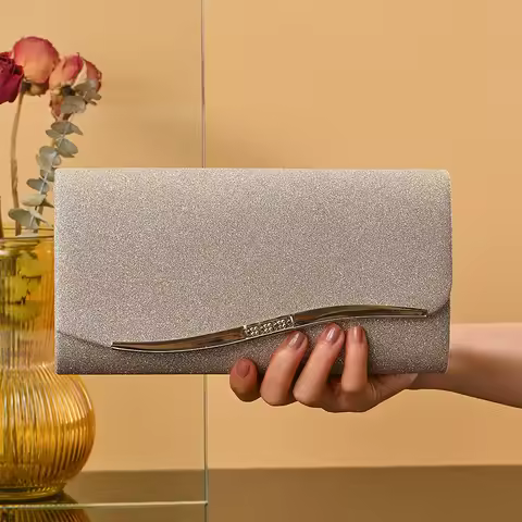 Ladies' light luxury dress bag, evening clutch bag, party evening dress bag, metal chain crossbody bag