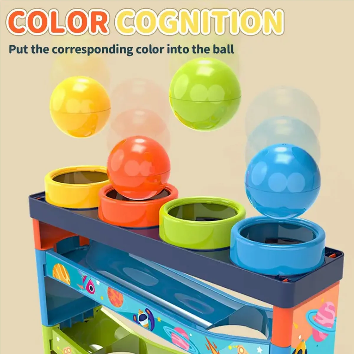 Ensemble de jouets de rampe de boule roulante coulissante de piste colorée de 5 couches, jouet de taraudage de Puzzle d'éducation précoce, jouet Montessori, cadeau d'anniversaire