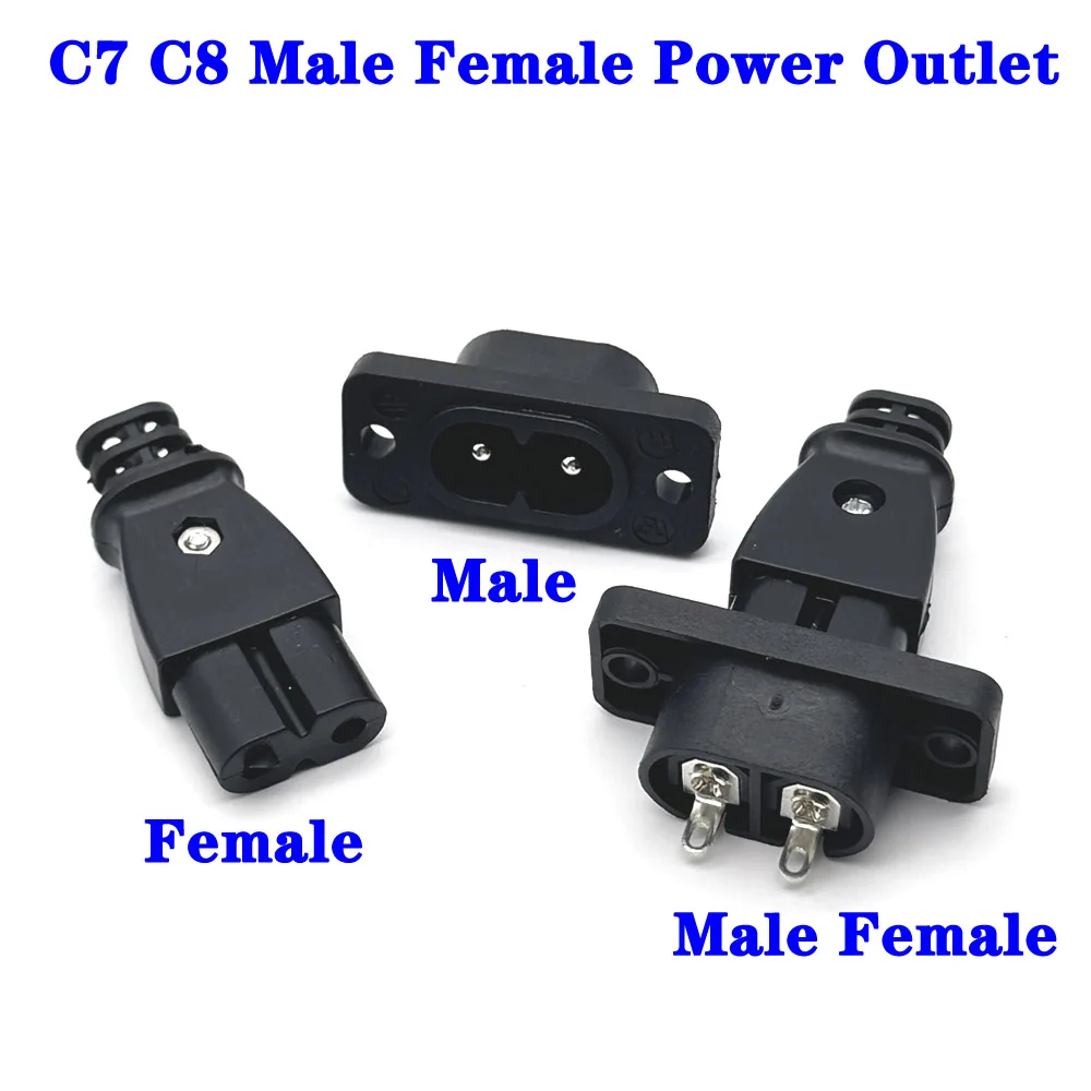 

1/3Pcs C7 C8 Male Female Plug Power Outlet Embedded Electric Connector Connector 35mm*15mm AC 2.5A 5A 250v 3515mm