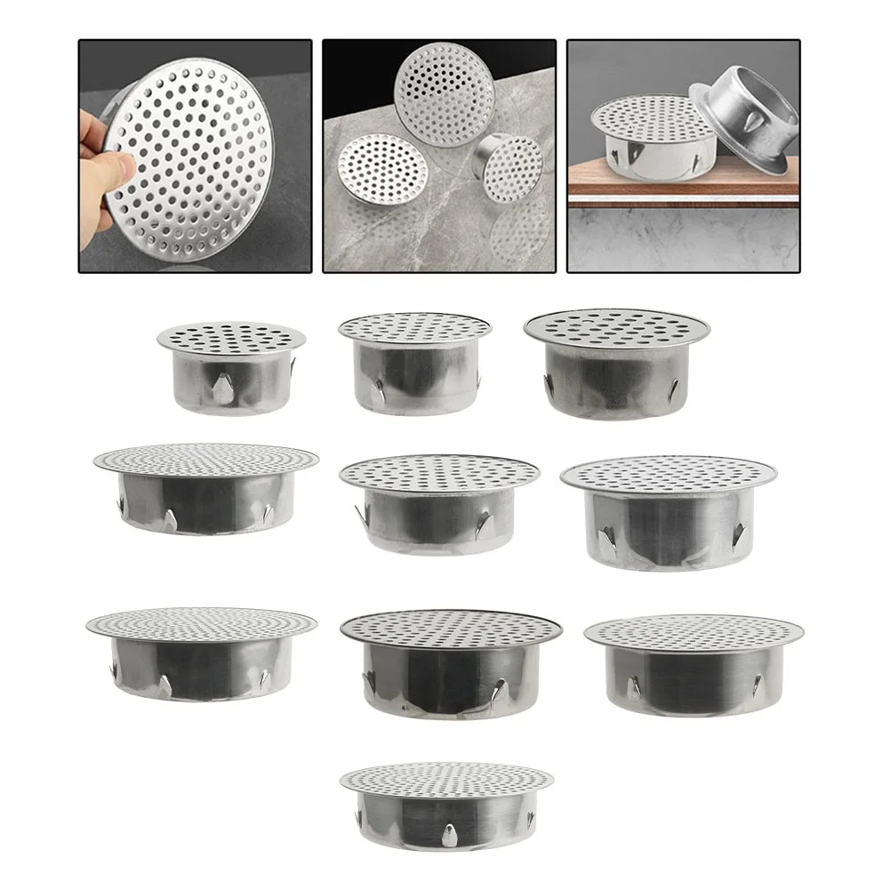 Stainless Steel Floor Drain Cover Round Hole Drain For Rooftop Balcony And Garden Drainage With Clog-Resistant Hollow Structure
