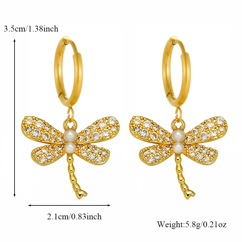 EILIECK Damen Luxus Blumen Kristall Zirkon Hängeohrringe 18K Gold PVD-beschichteter Edelstahl Mode Ohrschmuck Geschenk – Detail 11