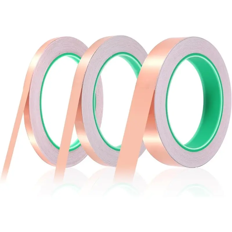 M12K-Copper Foil Tape 6/10/20 Mm X 20 M For Shielding Snail Protection- 3 Rolls Self-Adhesive Copper Tape