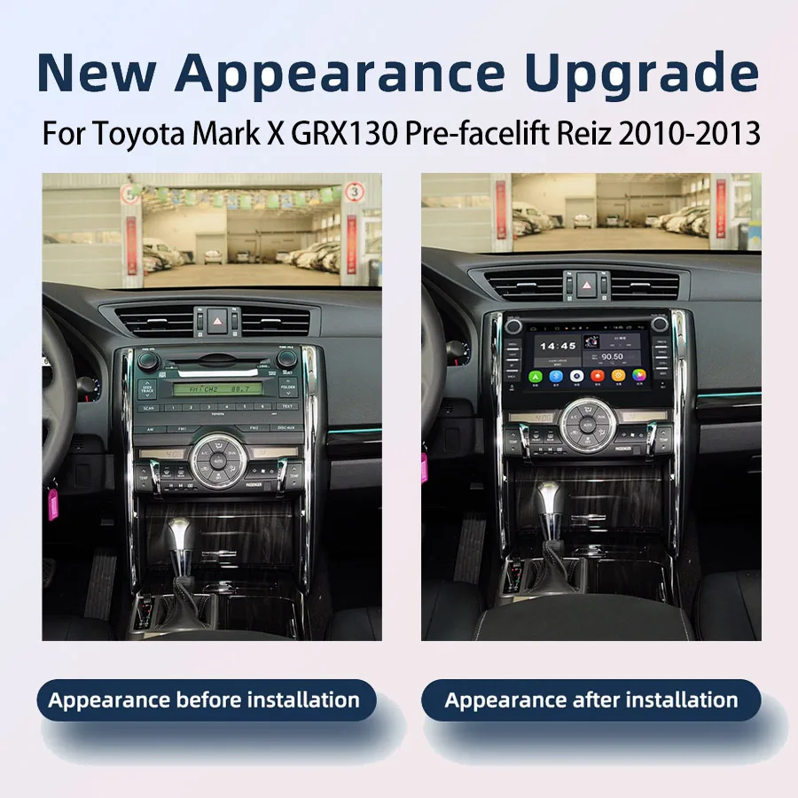 9‘’ Car Radio For Toyota Mark X GRX130 Pre‑facelift Reiz 2010‑2013 Navigation Stereo Multimedia Video Player WiFi CarPlay