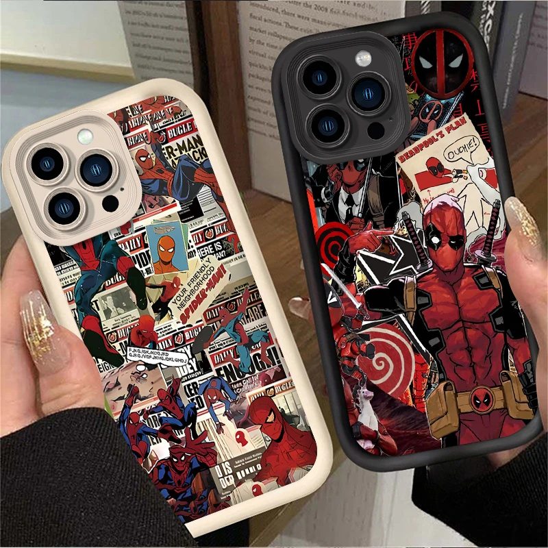 Coque de téléphone Marvel Spider Man Deadpool, étui antichoc pour iPhone 16 16E 15 14 13 12 11 Pro Max X XS X S Max XR SE 2020 SE4 7 8